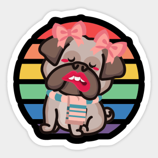 Dog Fag Girl Bow Tie Colourful Funny Sticker